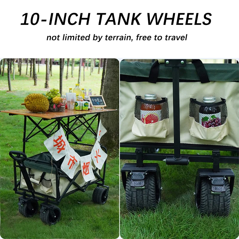 Heavy Duty Large Capacity Folding Wagon Shopping Beach Garden Pull Trolley Collapsible Folding Outdoor Portable Utility Cart