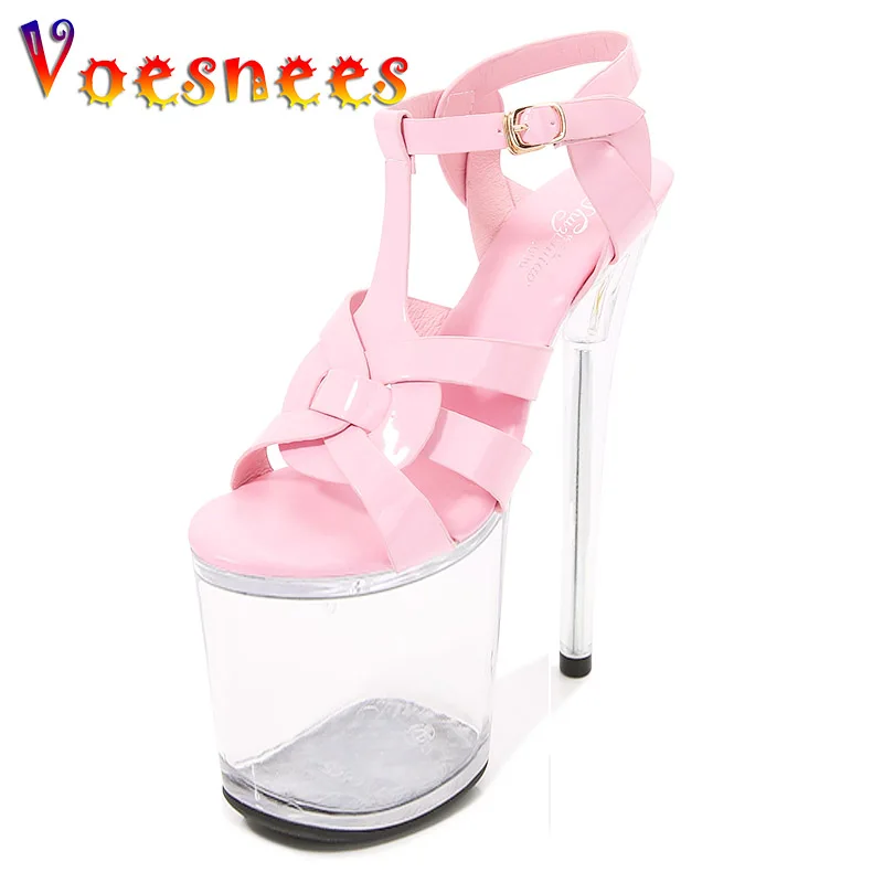 

20CM Ultra-High Heels Women Transparent Platform Perform Sandals Nightclub Sexy Stiletto Pumps Summer Model Catwalk Show Shoes