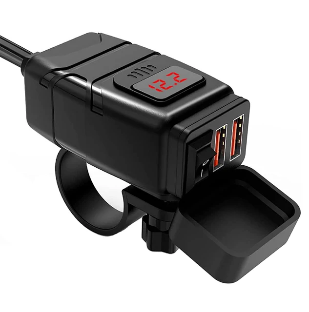 Extractme QC3.0 Motorcycle USB Charger 12V Waterproof Socket Handlebar