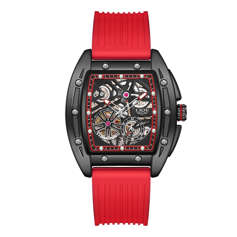 LIGE Luxury Skeleton Automatic Watch - Men's Luminous Waterproof Timepiece