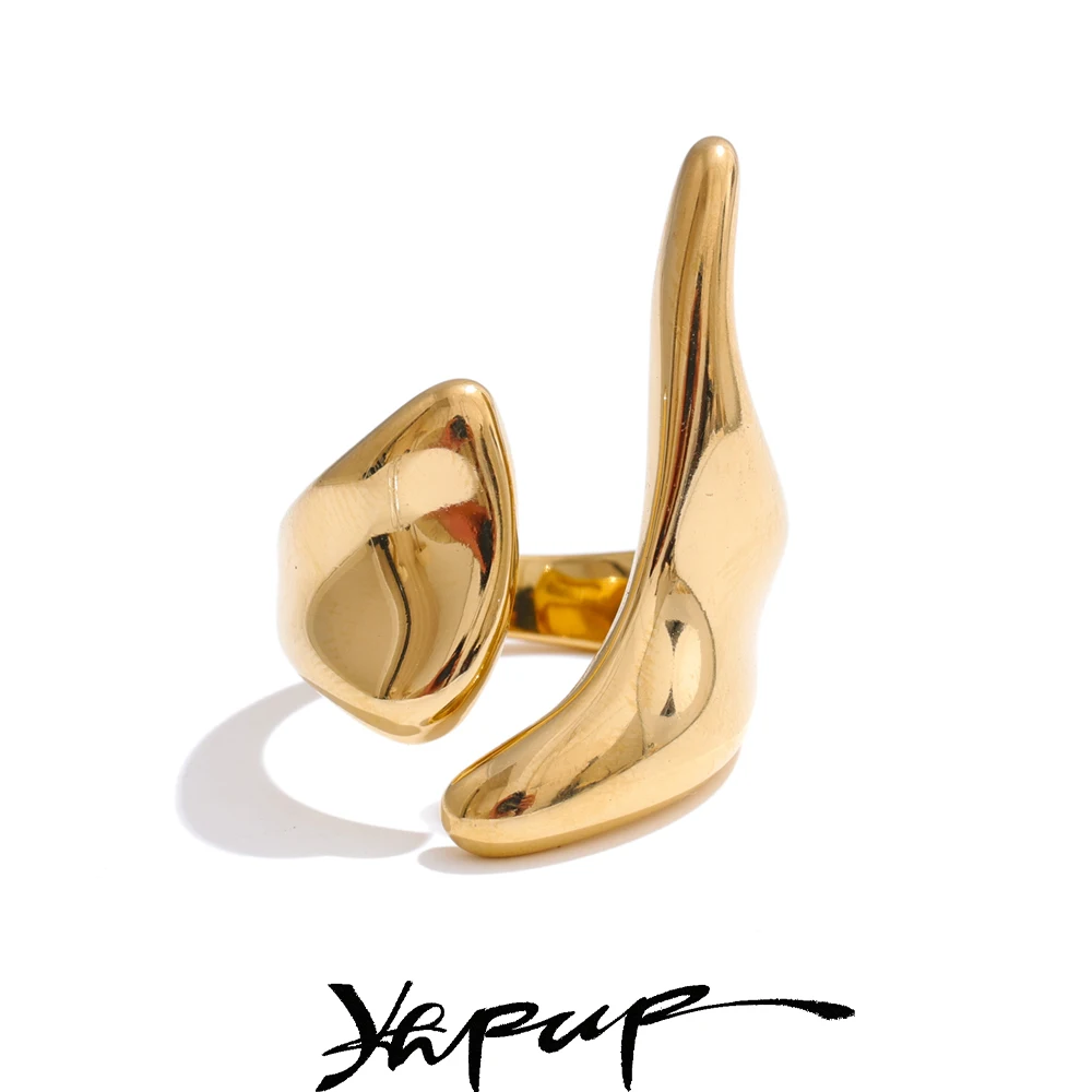 Yhpup Neue Casting PVD Überzogene Edelstahl Metall Geometrische Einstellbare Kreative Ring Frauen Täglichen Mode Schmuck Zubehör