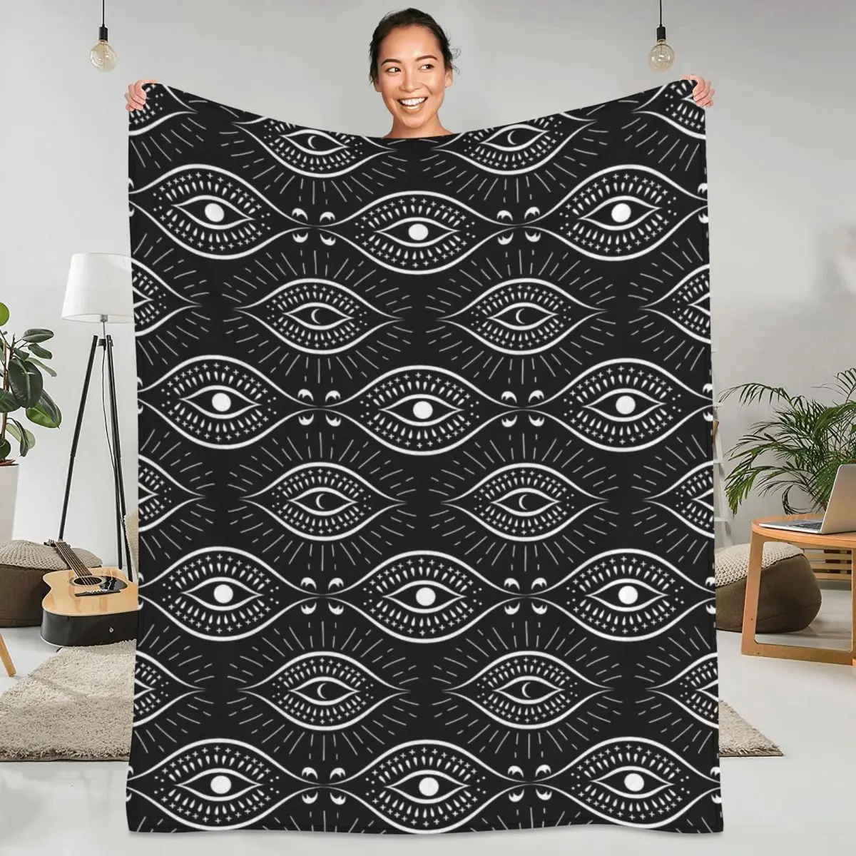 

Фланелевые одеяла сглаза в стиле ретро, супермягкое черно-белое покрывало для дивана, стула, покрывало для пикника, покрывало для дивана и кровати