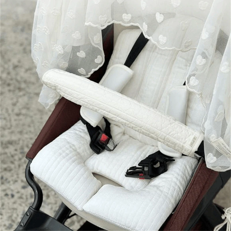 Personalized Baby Stroller Strap Protective Cover Solid Color Belt Protectors Cotton Pushchair Belt Stroller Accessories