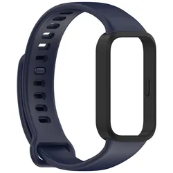 Premium Silicone Strap for Xiaomi Smart Fitness Bands - Enhanced Comfort & Style (Black Blue)