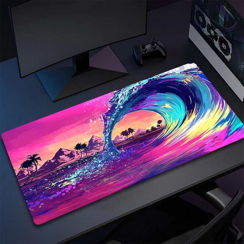 thumbnail image 1 of Nueva alfombrilla de ratón con impresión personalizada HD para PC, alfombrilla de ratón de goma con grandes olas de arte japonés, tapete de bloqueo en los bordes XXL, alfombrillas antideslizantes para, 1 of 5