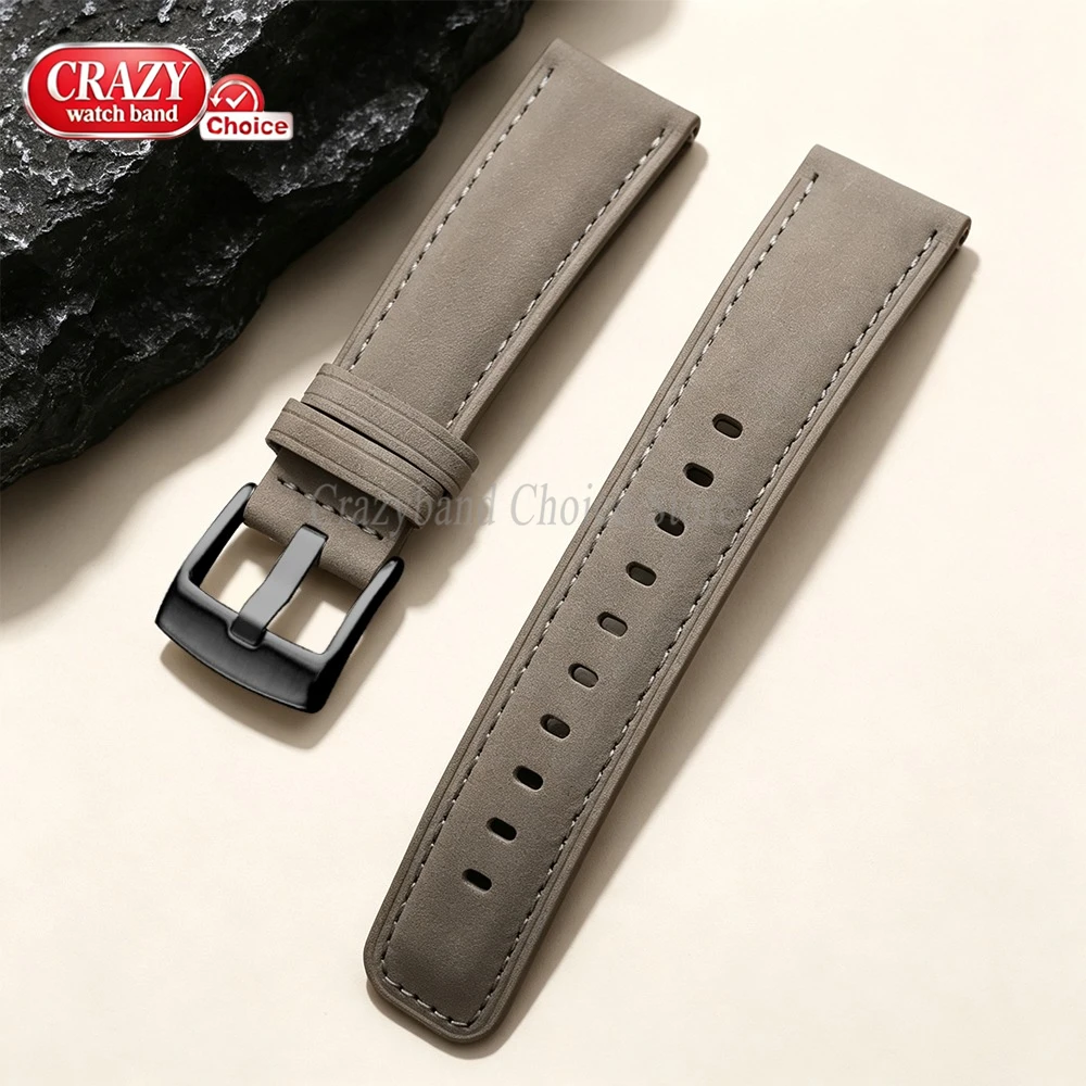 Handmade Brown & Black Leather Cowhide Business Watch Band