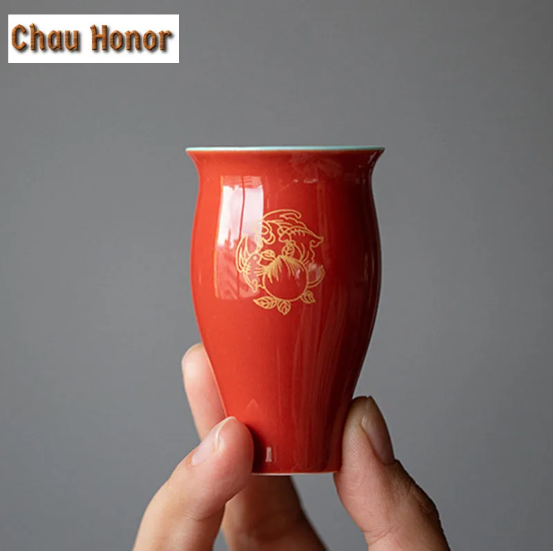 2pc/Set 40ml Palace Color Glazed Ceramic Tea Cup Household Ceramic Small Smelling Cup Single Kung Fu Tea Set Master Cup Tea Pair