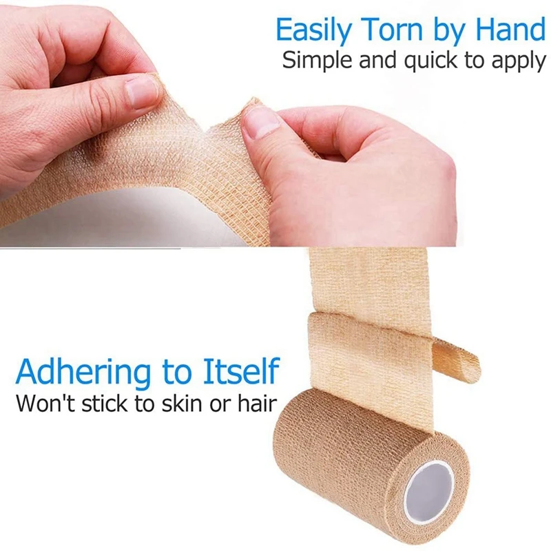 12 Packs First Aid Self Adhesive Cohesive Bandage, 10X450cm, Self Adherent Wrap, Non Woven Bandage Wrap
