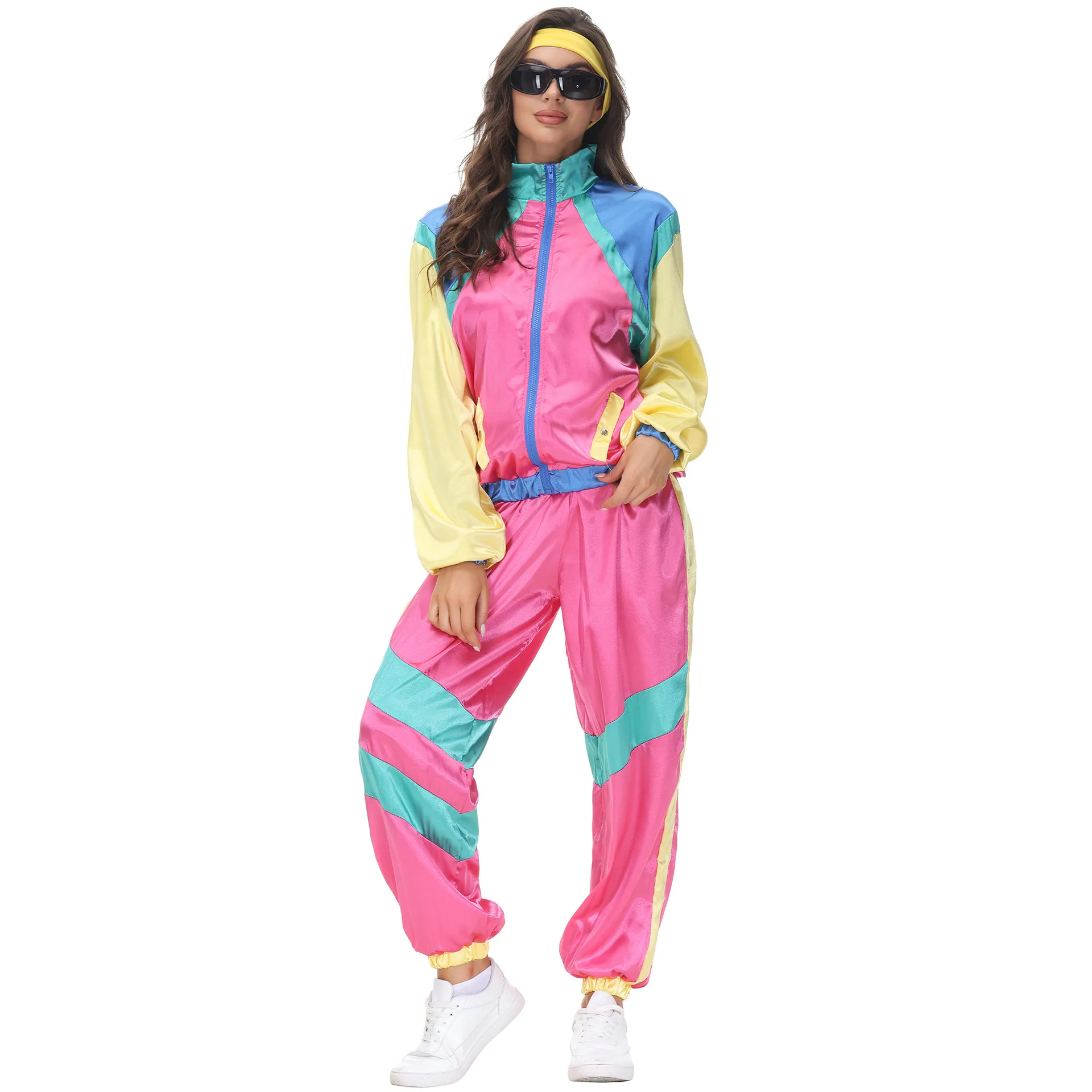 Womens 80s Style Blue Tracksuit Costume