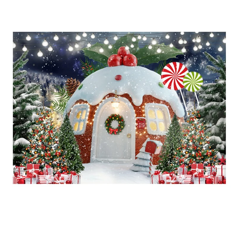 

Многофункциональный удобный тканевый фон для фотосъемки с изображением рождественского снежного дома