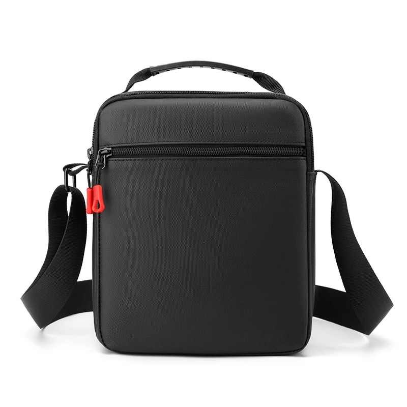 Men's leisure messenger bag, large capacity, multi compartment adjustable strap, zipper type, durable black daily shoulder bag,