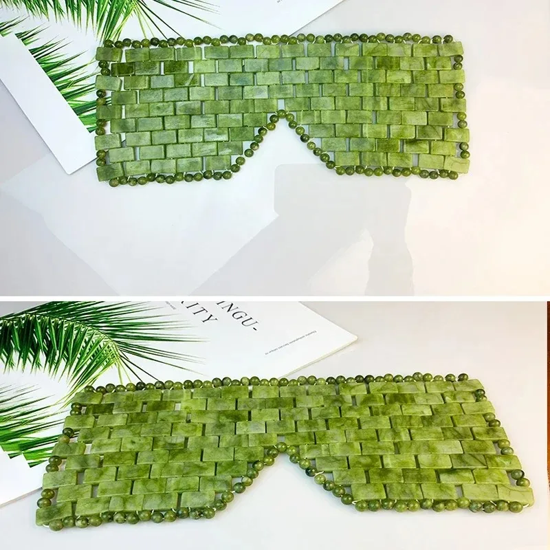 Natural Jade Eye Face Mask Massager Pink Cooling Sleep Eye Facial Mask Relax Sleep Massager Cold Therapy SPA Mask Beauty Tools