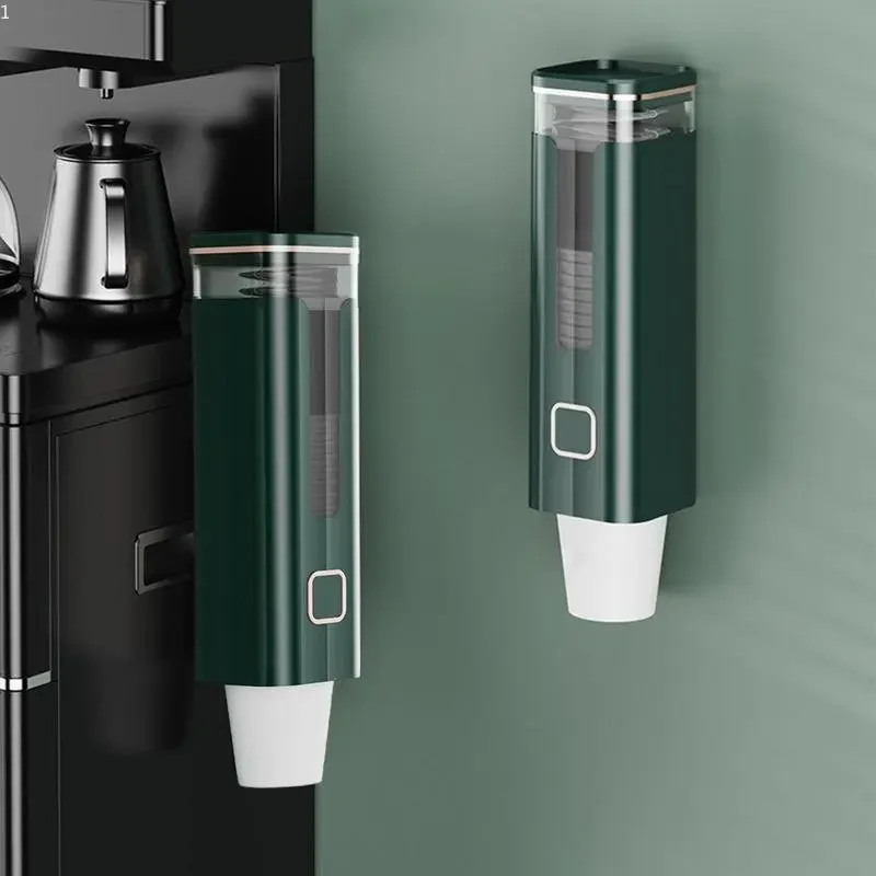 Disposable Paper Cup Storage Holder Wall-mounted Rack Plastic Light Luxury Punch-free Automatic Cup Extractor Household Accessory