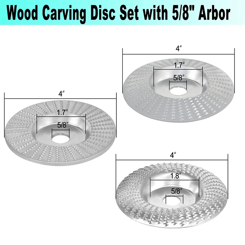 3Pcs Wheel Angle Grinder Wood Carving Disc Set, 4 Inch Wood Coarse Grinding Disk For Woodworking Shaping Sanding Carving cnc wood router