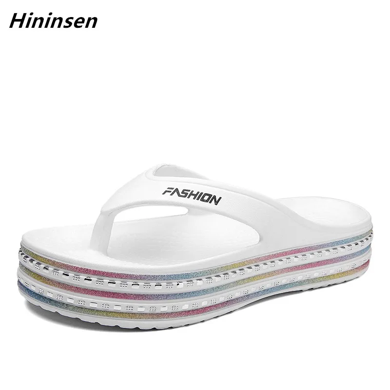 

Flip Flops Summer Casual Thong Beach Slippers Outdoor Beach Sandals EVA Flat Platform Comfy Shoes Women Couple Thick Soled