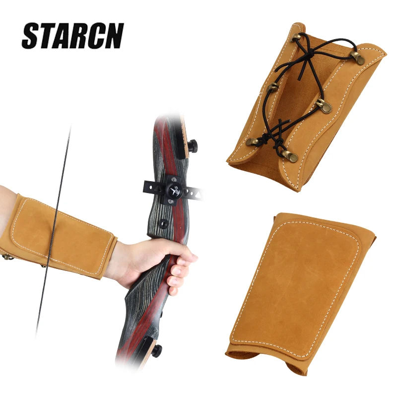 

Archery Arm Guard Protector Leather Armguards Top Layer Frosted Forearm Safe Cowhide Recurve Compound Bow Sports Accessories