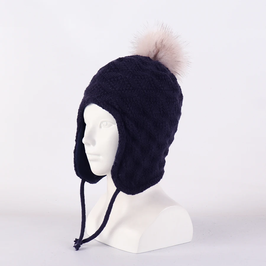 Wintermütze für Kleinkinder, Kinder, Kleinkinder, Ohrenklappe, gestrickt, warme Mütze, mit Fleece gefüttert, für Babys, Jungen und Mädchen – Detail 5