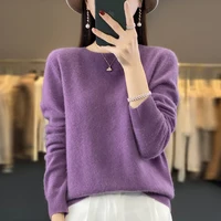 2024 Fashion 100% Merino Wool Sweater Cashmere Pullover O-Neck Long Sleeve Women Knitwear Autumn Winter Clothing Y2K Tops O Ling - Image 6