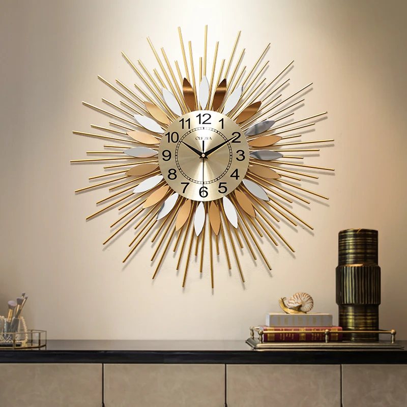 

Nordic light luxury watch living room home clock creative fashion trend Quiet sun wall clock personality simple hanging watch