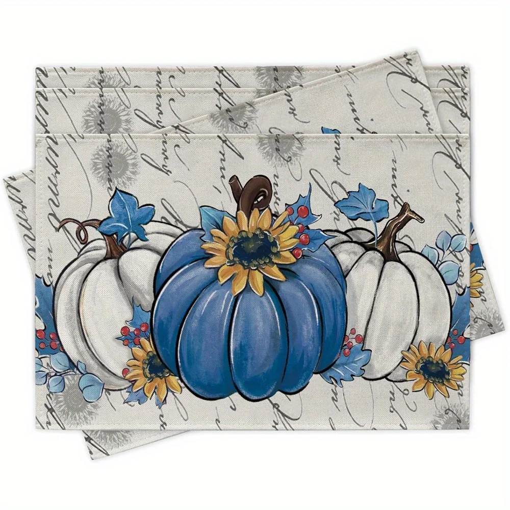 Blue and White Pumpkin Placemats 1