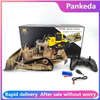HUINA  Delin 1554-D9R Desert Yellow Engineer bulldozer 1:18 multifunctional remote control engineering car children's gift Toy 1