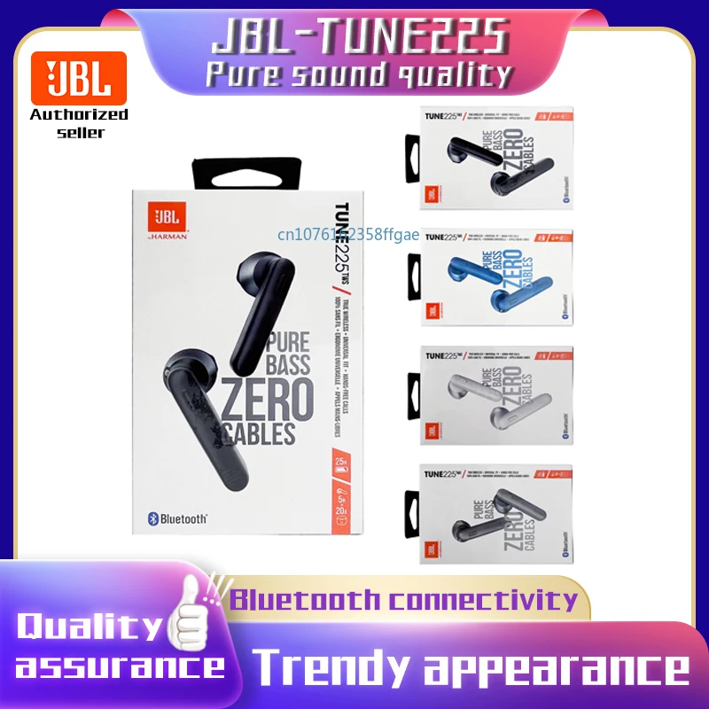 Оригинальные беспроводные Bluetooth-наушники JBL TUNE 225TWS, водонепроницаемые стереонаушники с басами, наушники, гарнитура с микрофоном