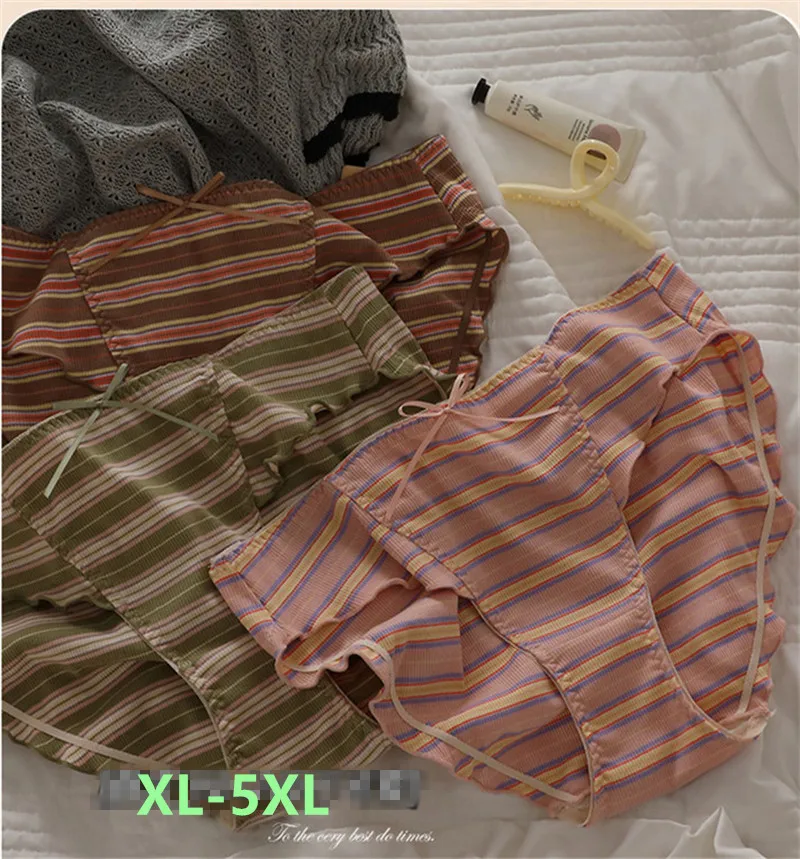 

Sexy lingerie ropa de mujer Plus size underwear women panties striped cotton simple cute triangle bragas sexys XL-5XL tentacion