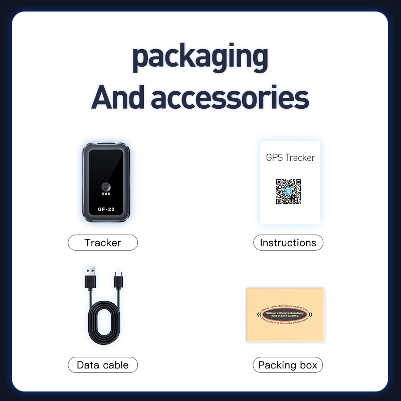 GF-22 Car Tracker Mini Car GPS Locator Anti-Lost Recording Tracking Device With Voice Control Phone Wifi + LBS + AGP Position