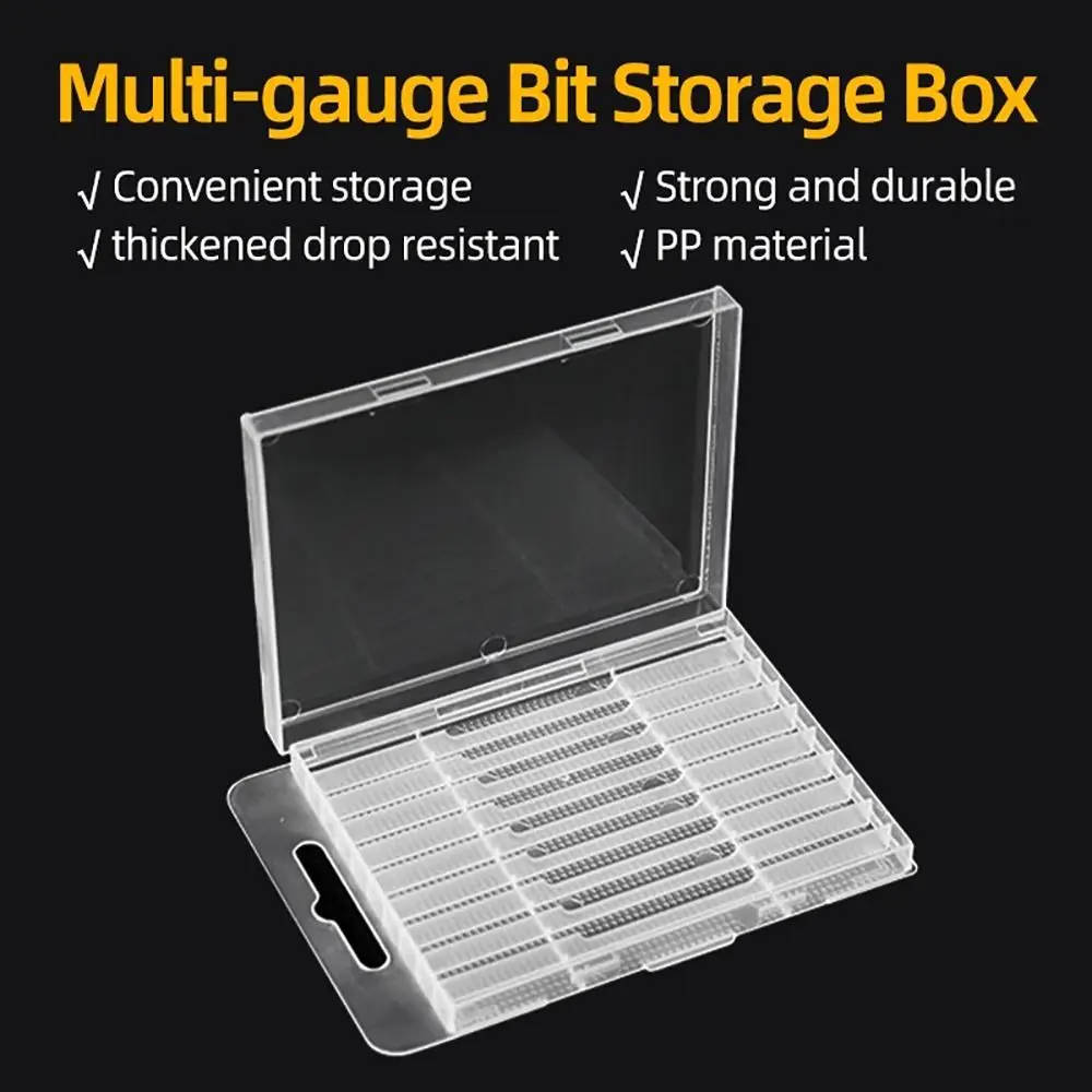 Tool Storage Box 1Pcs Plastic Drill Bits Storage 5/10 Holes Multi-gauge Tool Parts Clear Hardware