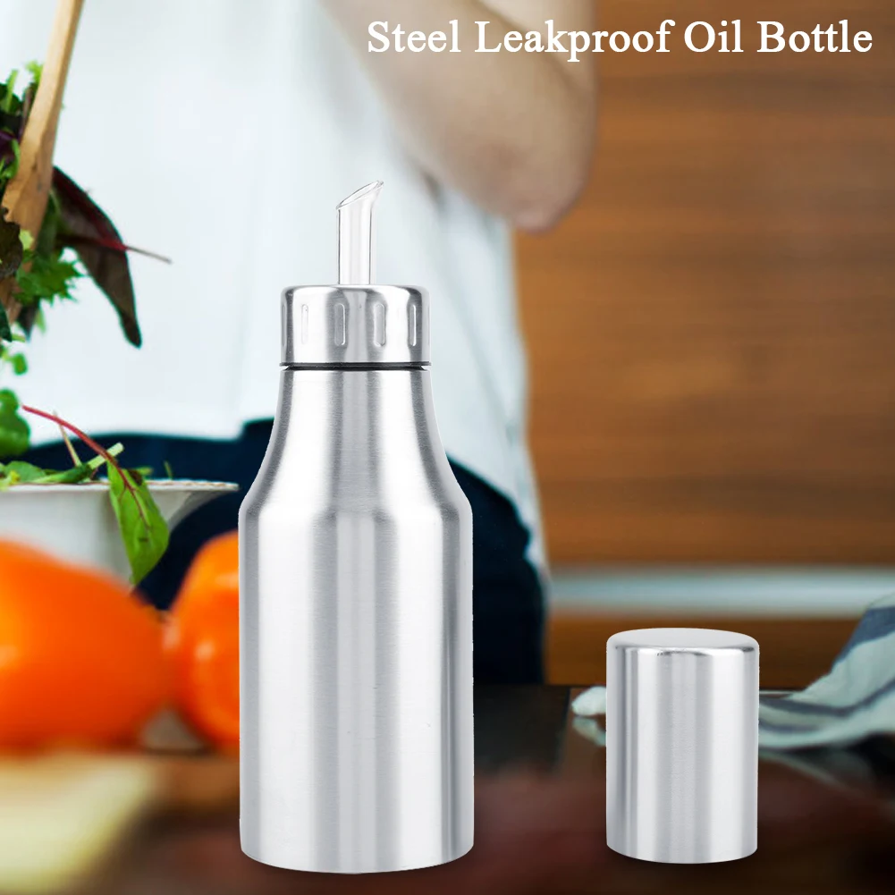 

Stainless Steel Olive Oil Bottle Leakproof Vinegar Dispenser Home Kitchen Spice Storage Can