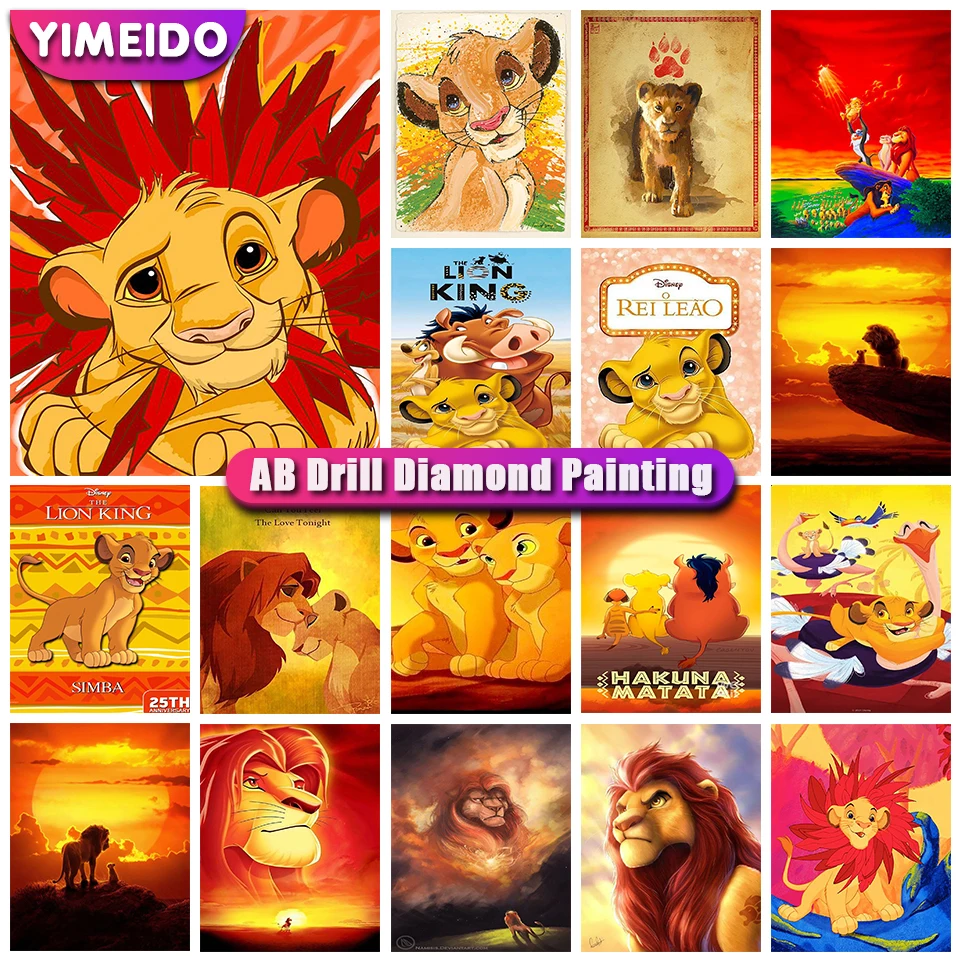 

Disney AB Diamond Painting Lion King Simba Full Drill Mosaic Diamond Embroidery Cartoon Kits 5D Diy Cross Stitch for Kids Gift