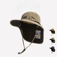 Caps Summer Wide Brim Neck Protection Unisex Bucket Hats Outdoor Visor Quick-drying Panama Sunscreen Tied Fishing Hiking Hat 1
