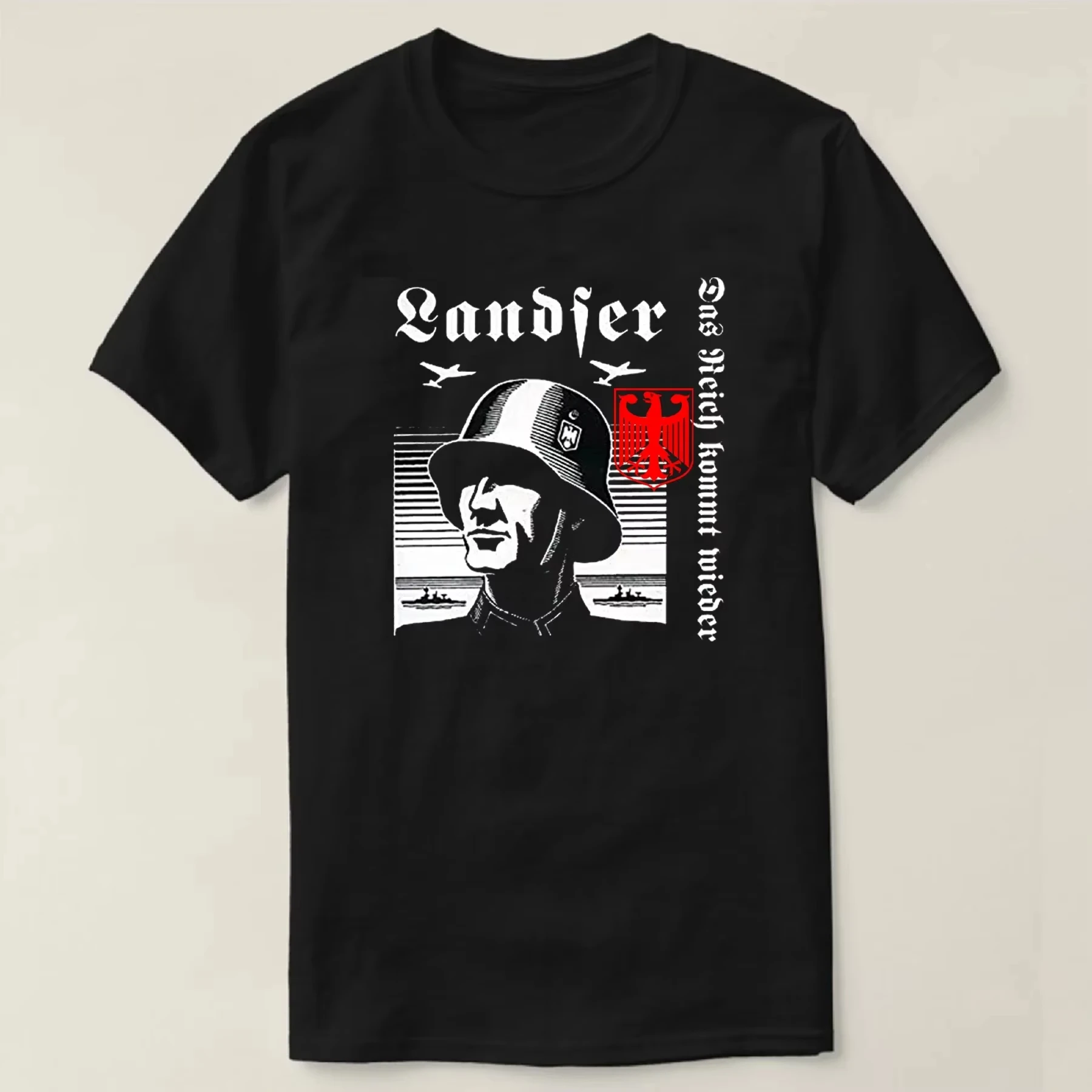 Sommer-T-Shirt mit deutschem Soldaten-Print, 100 % Baumwolle, Rundhalsausschnitt, lässiges Street-Style-Shirt für Paare, übergroßes T-Shirt