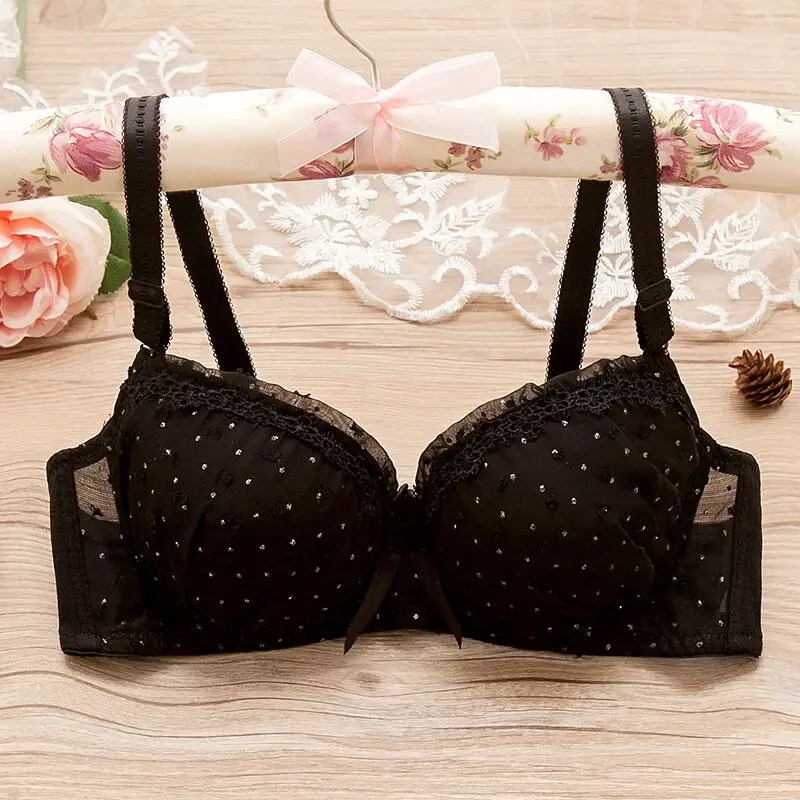 

Girl Underwear Soft Dot Lace Training Bra Kids Girl Wire Free Adjustable First Bra Children Small Bust Cotton Bra