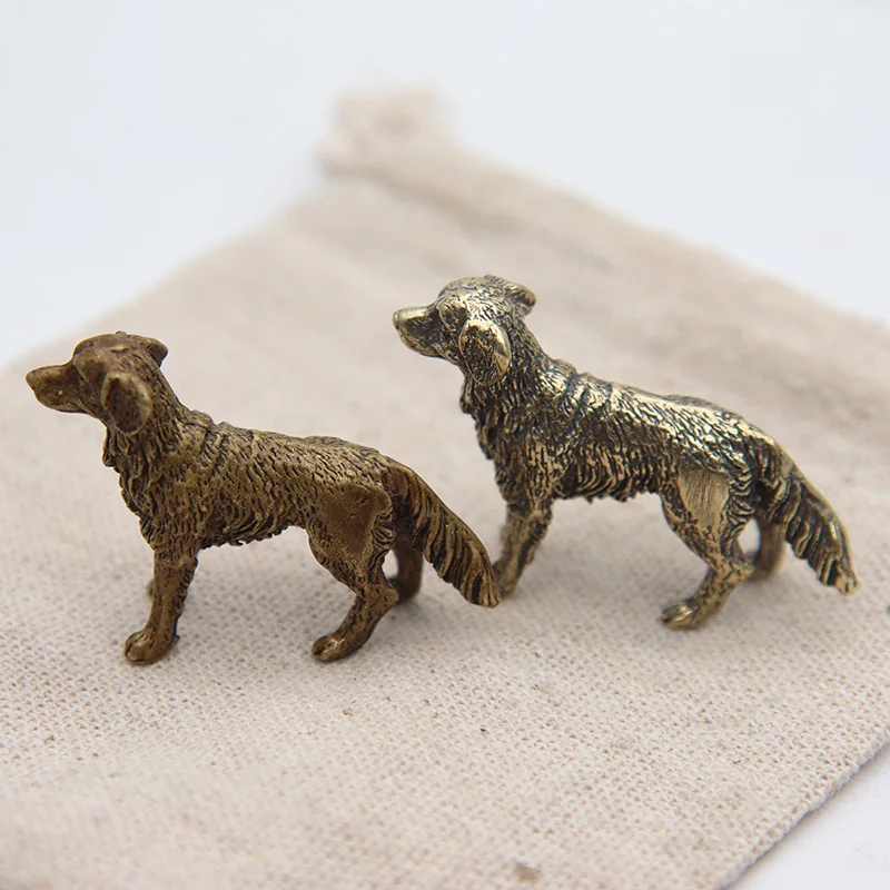 Dog Statue Ornament Antique Bronze Pure Copper Desktop Handmade Vintage Brass Hound Home Decor