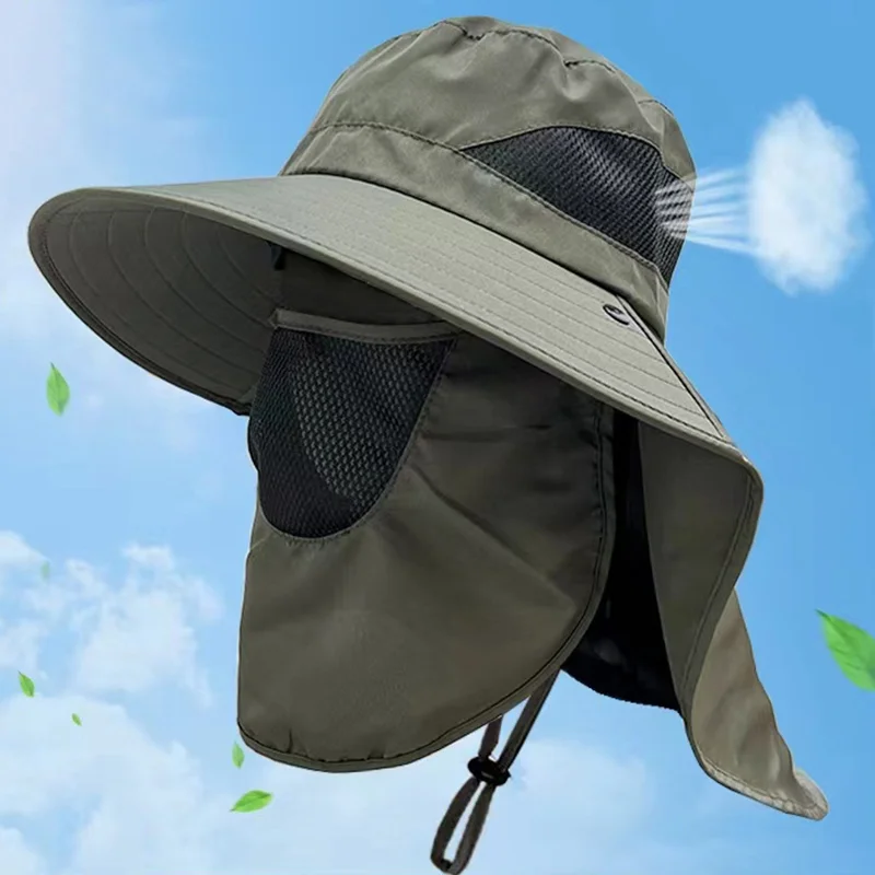 Chapéus de sol de verão, proteção UV, caça ao ar livre, boné de pesca para homens, mulheres, caminhadas, camping, viseira, chapéu de balde removível_voghion.com