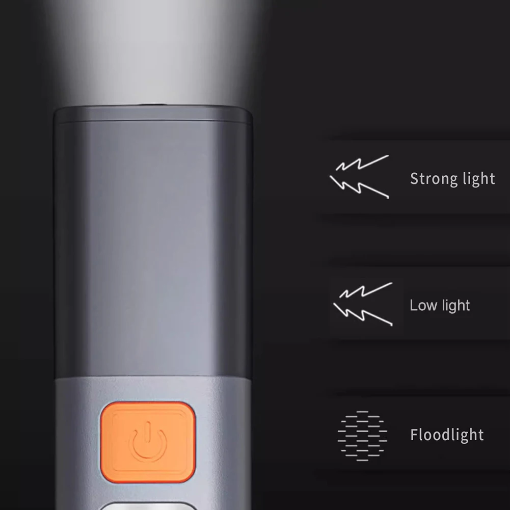 Super Bright Flashlight with Hook Camping Powerful Flashlight USB Charging Zoomable Emergency Lantern 800mAh for Power Outages