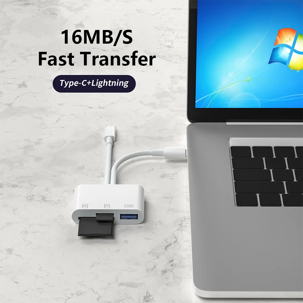 SD 카드 리더 라이트닝/타입 C to USB 3.0 SD/TF 카드 어댑터 메모리 카드 리더 아이폰 아이패드 맥북 삼성 안드로이드용