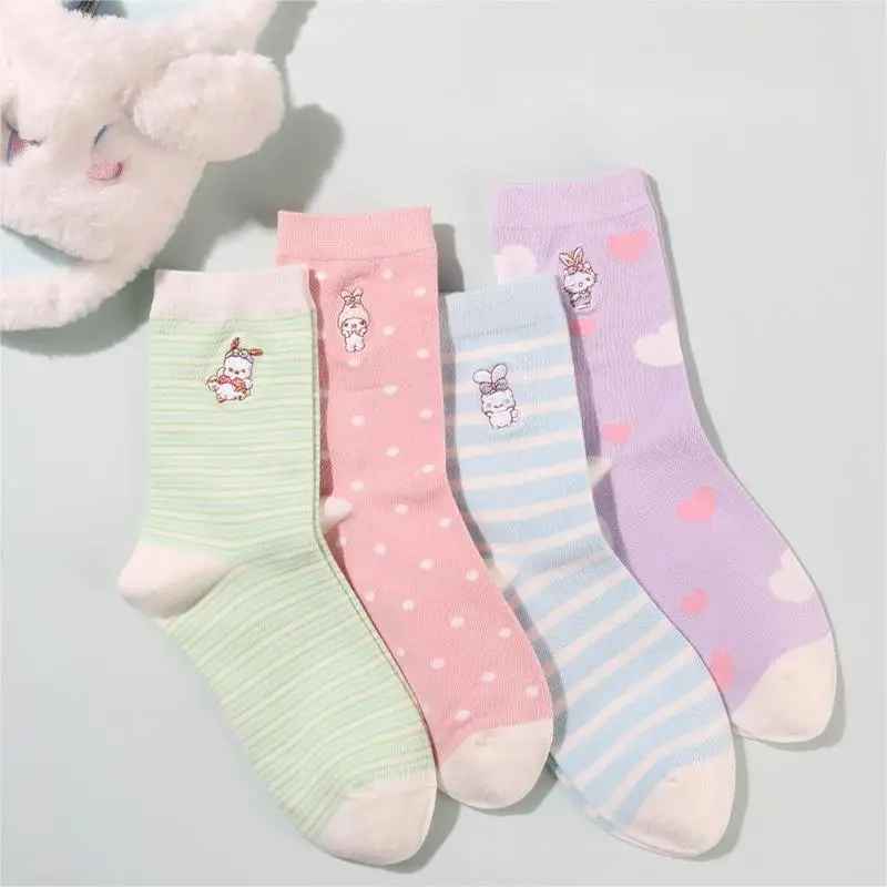 

Sanrio Anime Ins Colorful Mid-Calf Socks Kawaii Hello Kittys My Melody Cinnamoroll Breathable Sports Cotton Socks Girl Gift Toys