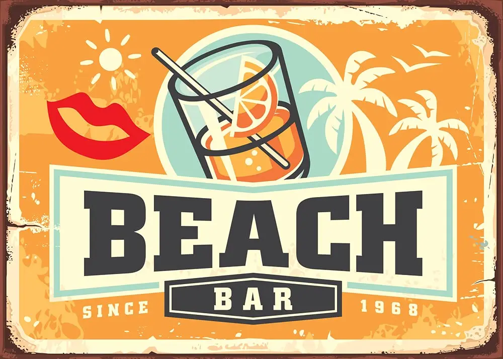 

Retro Bar Sign Tropical Beach Bar Sign Home Wall Decoration Metal Plaques 12" X 8"in