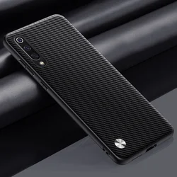 Luxury PU Leather Matte Shockproof Phone Case - Premium Silicone Protection for Mi 9 SE (Matte Black)