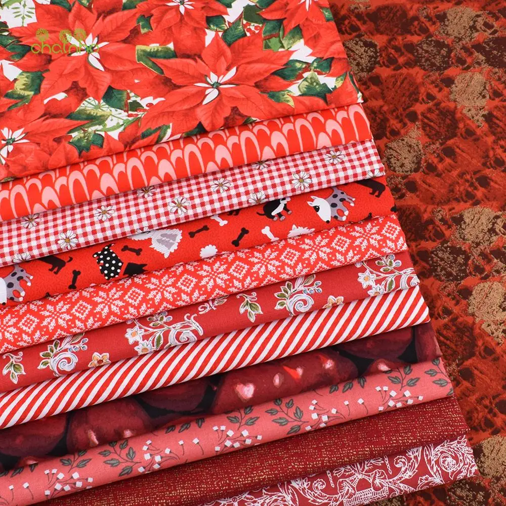 Chainho,Printed Plain Cotton Fabric,Patchwork Cloth,DIY Quilting & Sewing Material,Bronzing Series Textile,20x25cm/Piece,15CT10