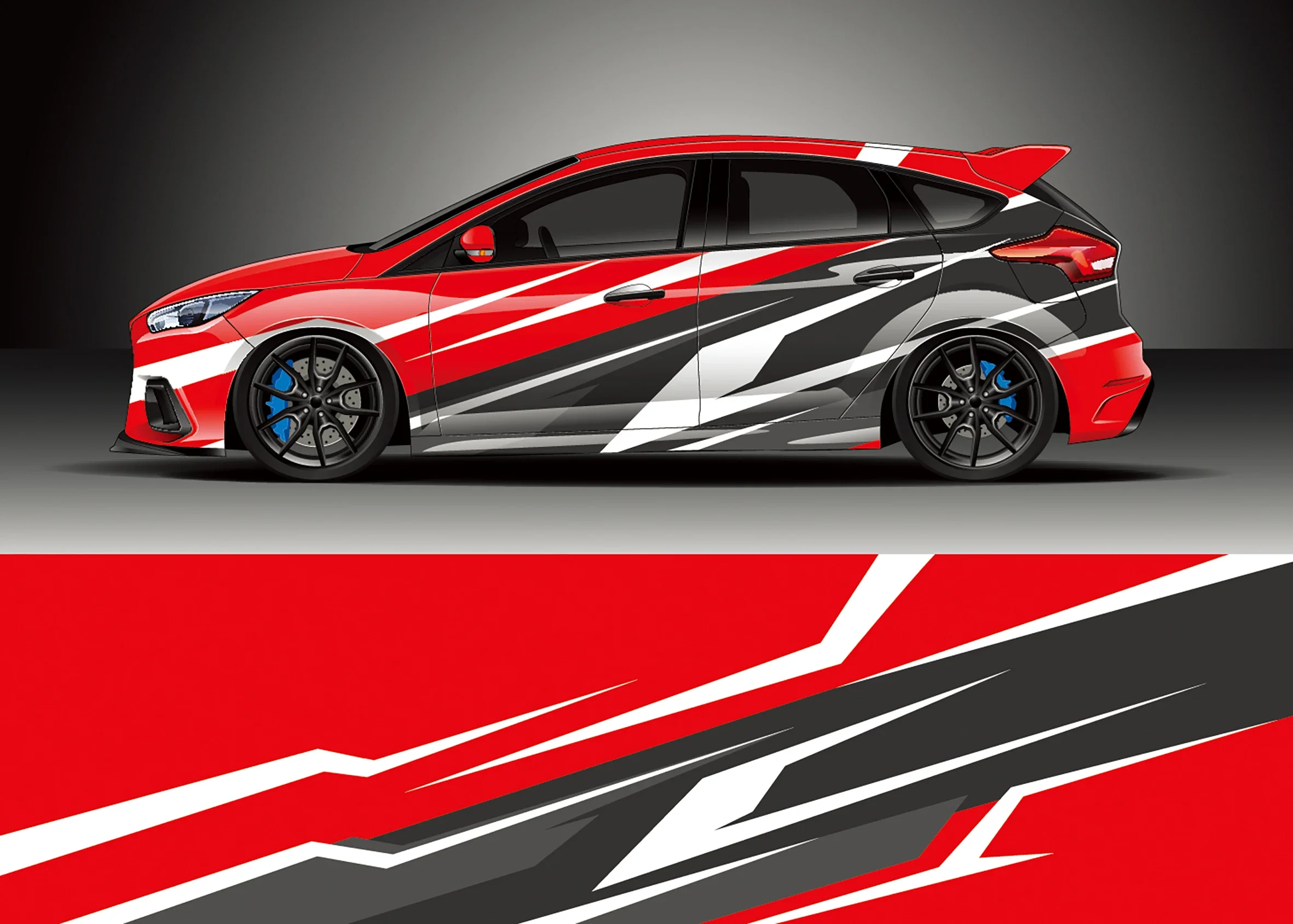 Car Wrap Art Red Car Foil Door Side Sticker Full Body Sticker Fits 