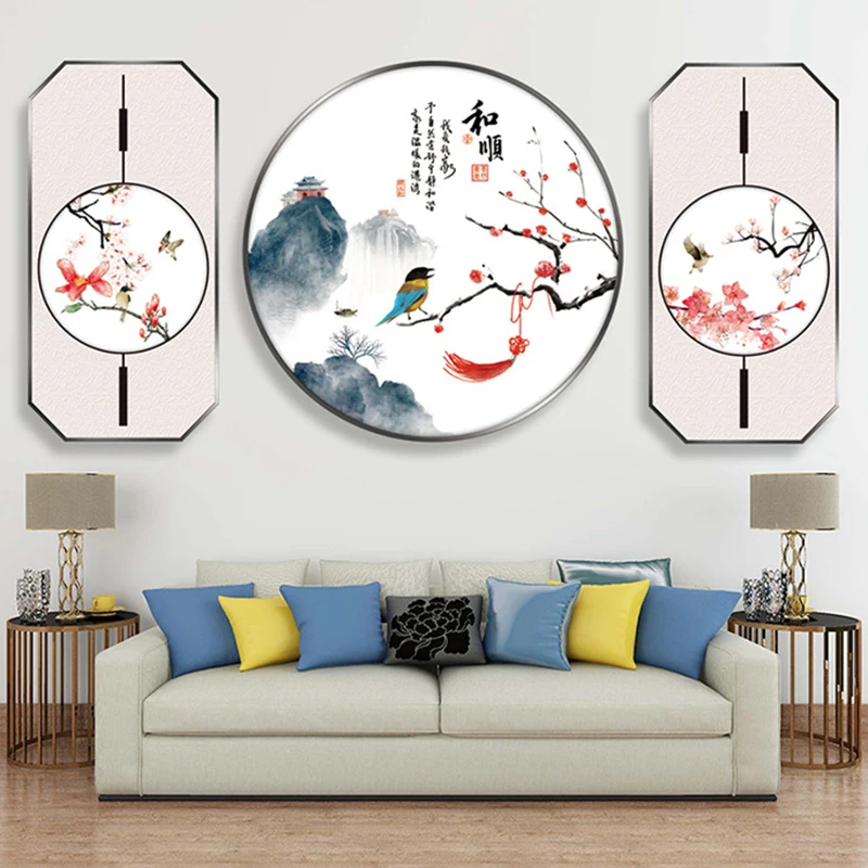 Large Chinese Style Ink Painting Wall Stickers Home Decor Landscape