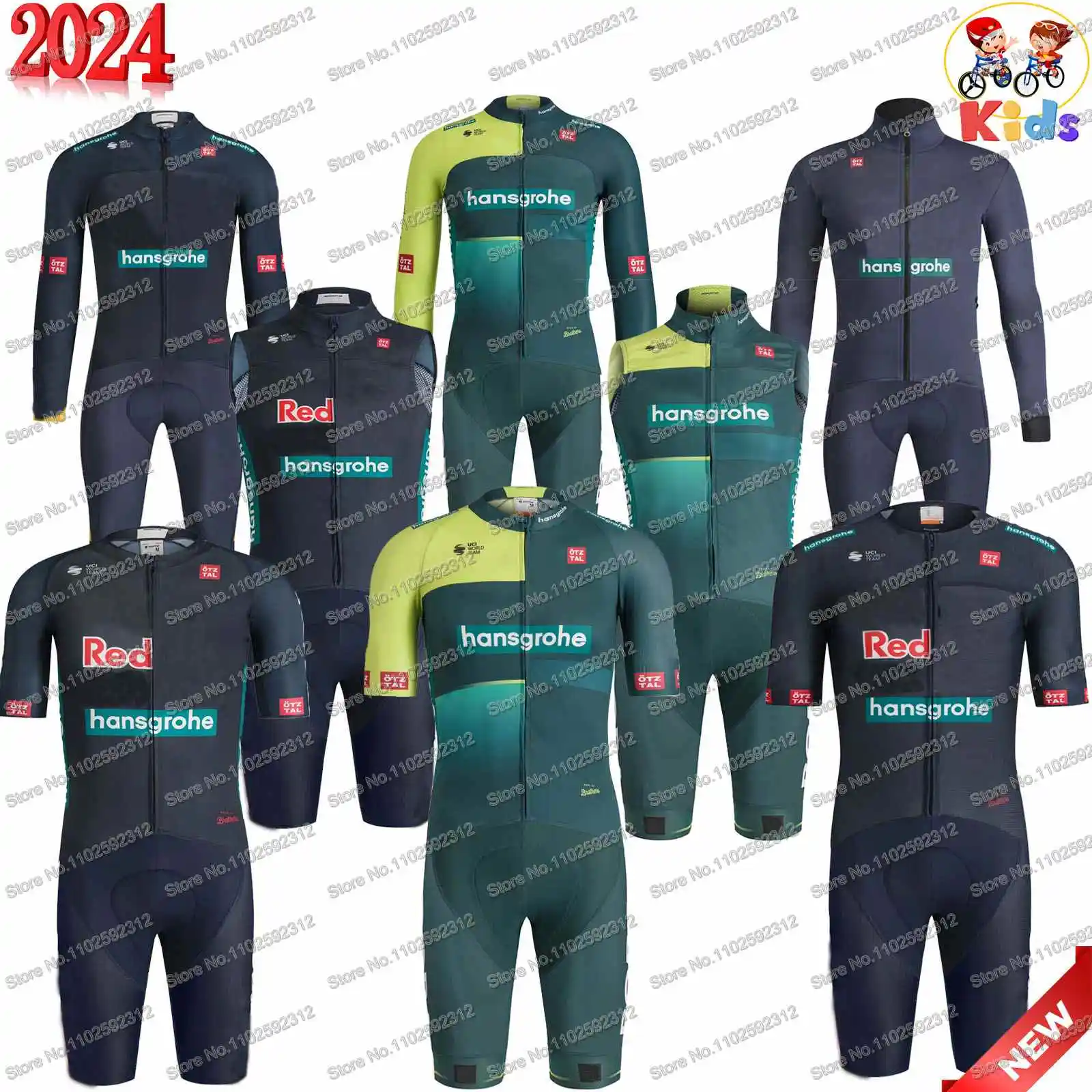 Kids Boraful Hansgrohe Team Cycling Jersey Set Short Sleeve Cycling Clothing Road Bike Shirts Bicycle Shorts Windproof Vest