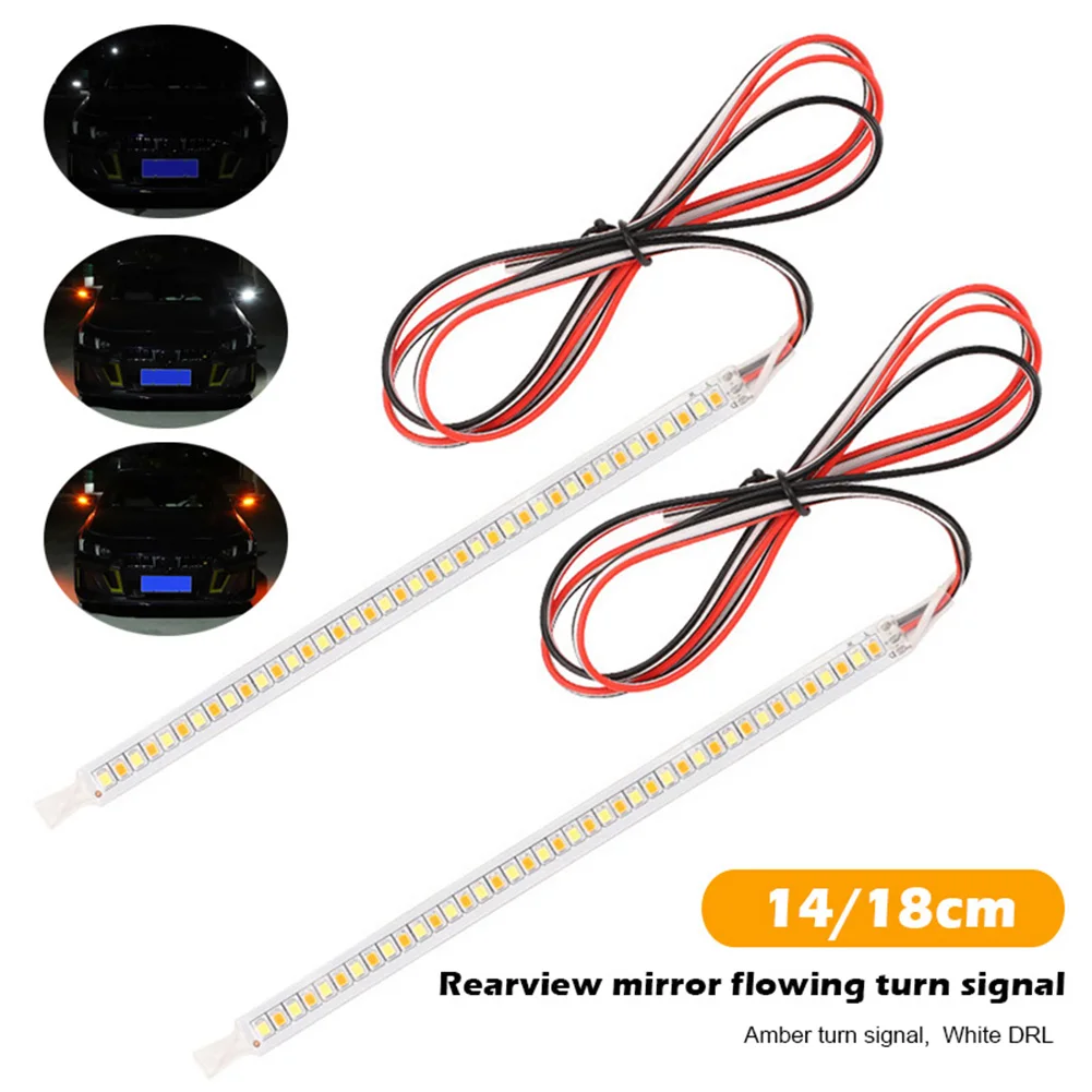 2PCS Car Rearview Mirror Indicator Lamp DRL Streamer Strip Flowing Turn Signal Lamp LED Car Light Source Turn Signals For Cars