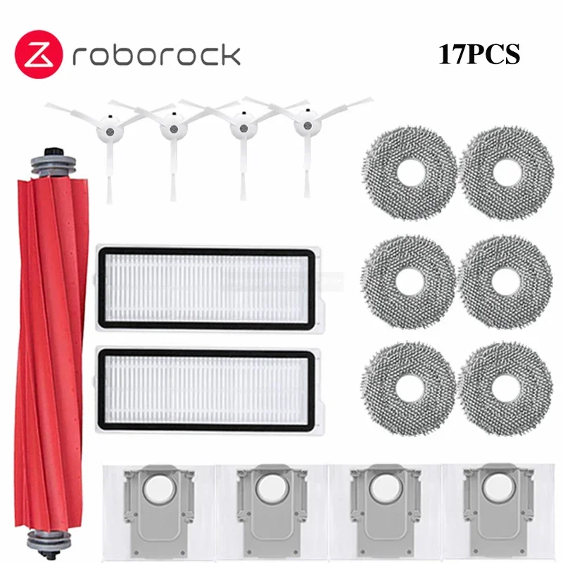 Roborock Robot Vacuum Cleaner Accessory Kit: Dust Bag, Main & Side Brushes, HEPA Filter, Mop Cloths