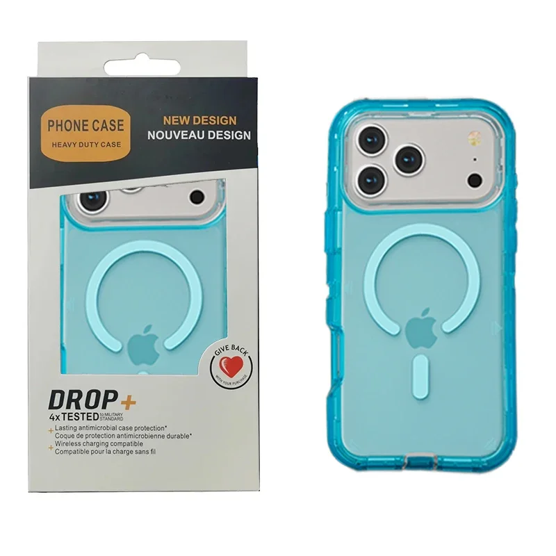 3-in-1 Military Armor Clear Magnetic Charging Case with Enhanced Shockproof Cover