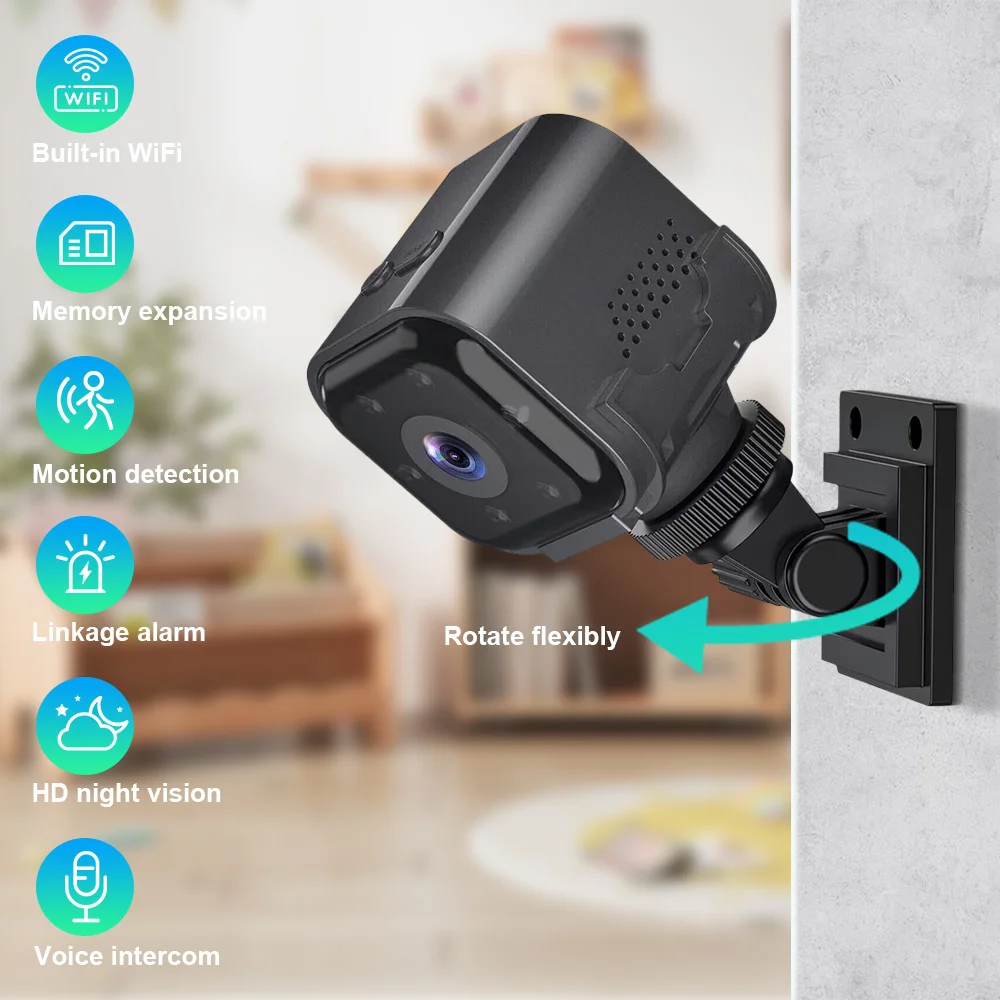 

HD Wifi Mini Camera Wireless Motion Detection Two Way Audio Surveillance Camera Cube Smart Home Night Vision Recorder