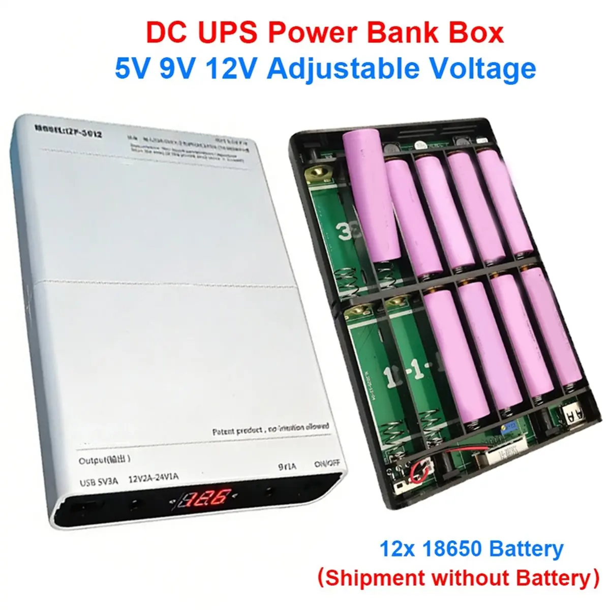 A14M DC UPS 12x18650 배터리 전원 공급 장치 DIY 보조 배터리 키트 5V 9V 12V 출력 광 모뎀 라우터 무정전 전원 공급 장치